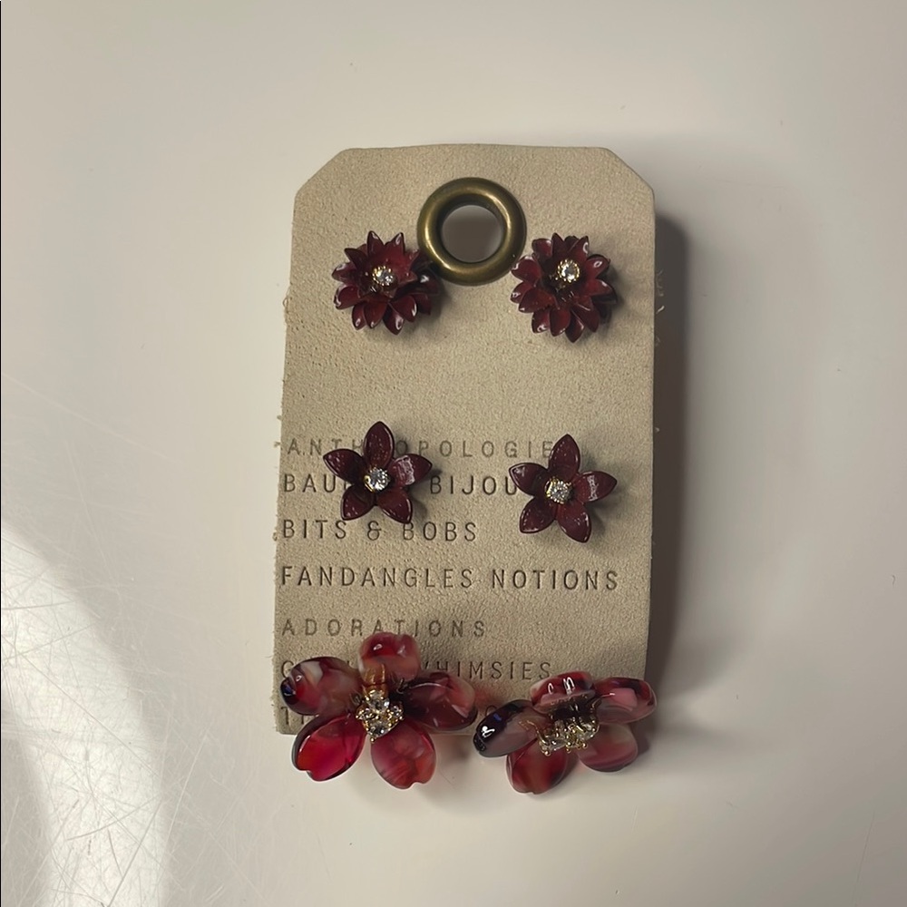 Elegant Floral Red Earrings Set